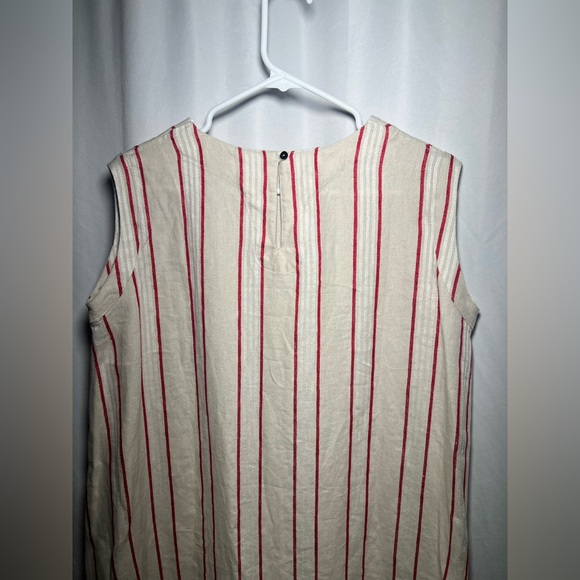 ICHI ANTIQUITES LINEN STRIPE SLEEVELESS DRESS - Picture 6 of 11